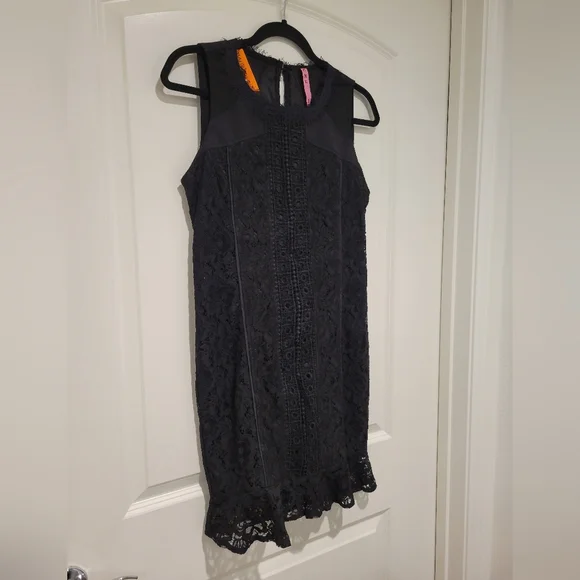 Carla Brocade Black Laced Sleeveless Dress Size 2 #654 - Picture 2 of 7